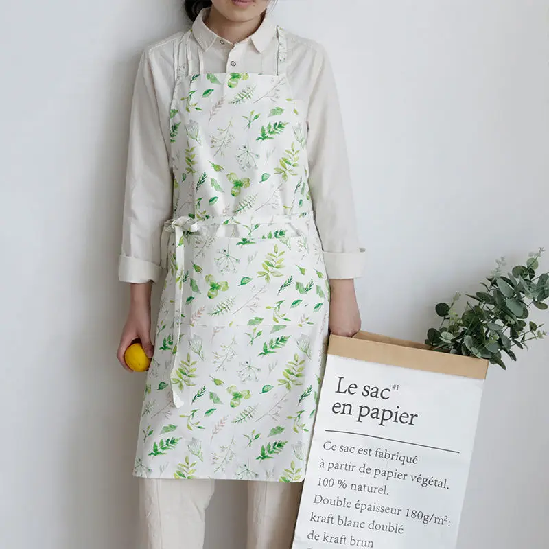 

New Fashion Floral Apron Thin Section Ultra-thin Home Kitchen Cute Japanese Korean Version Apron Women's FashionWorkClothesApron