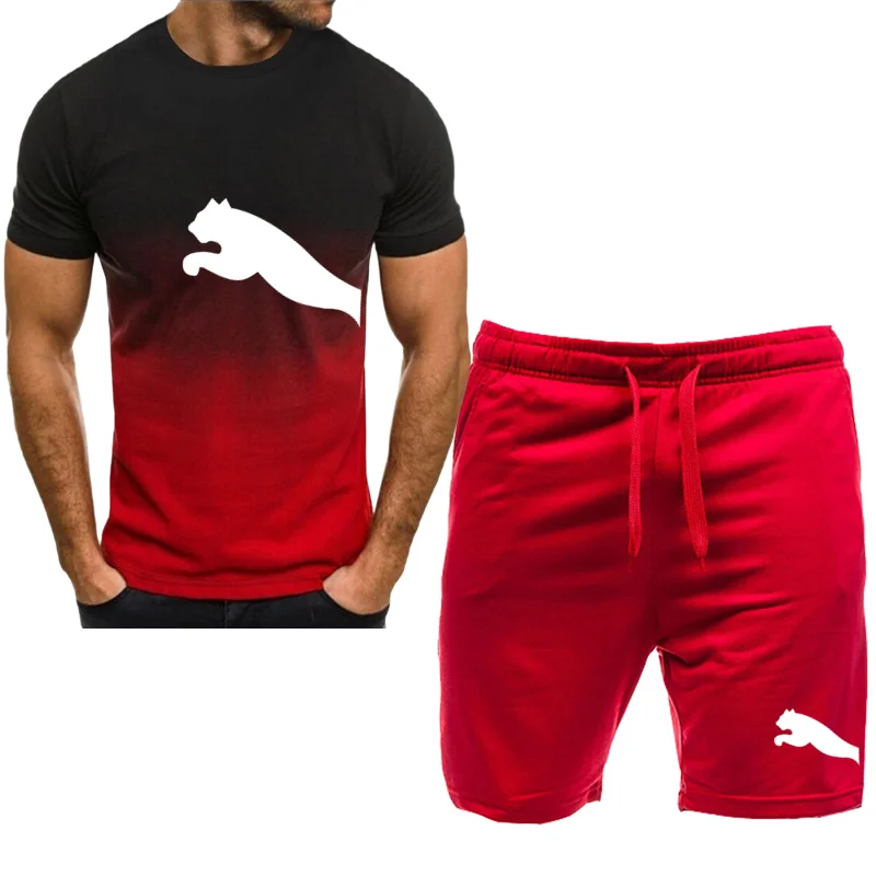 Men's branded t-shirt sets, tops and shorts, activewear, casual wear, polyester shirts, streetwear, summer fashion