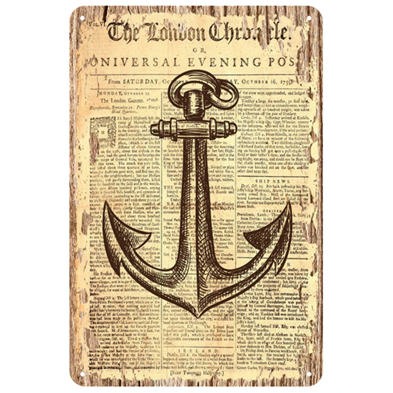 

Anchors Plaque Metal Vintage Tin Sign Pin Up Shabby Decor Metal Signs Vintage Bar Decoration Metal Poster Metal Plate
