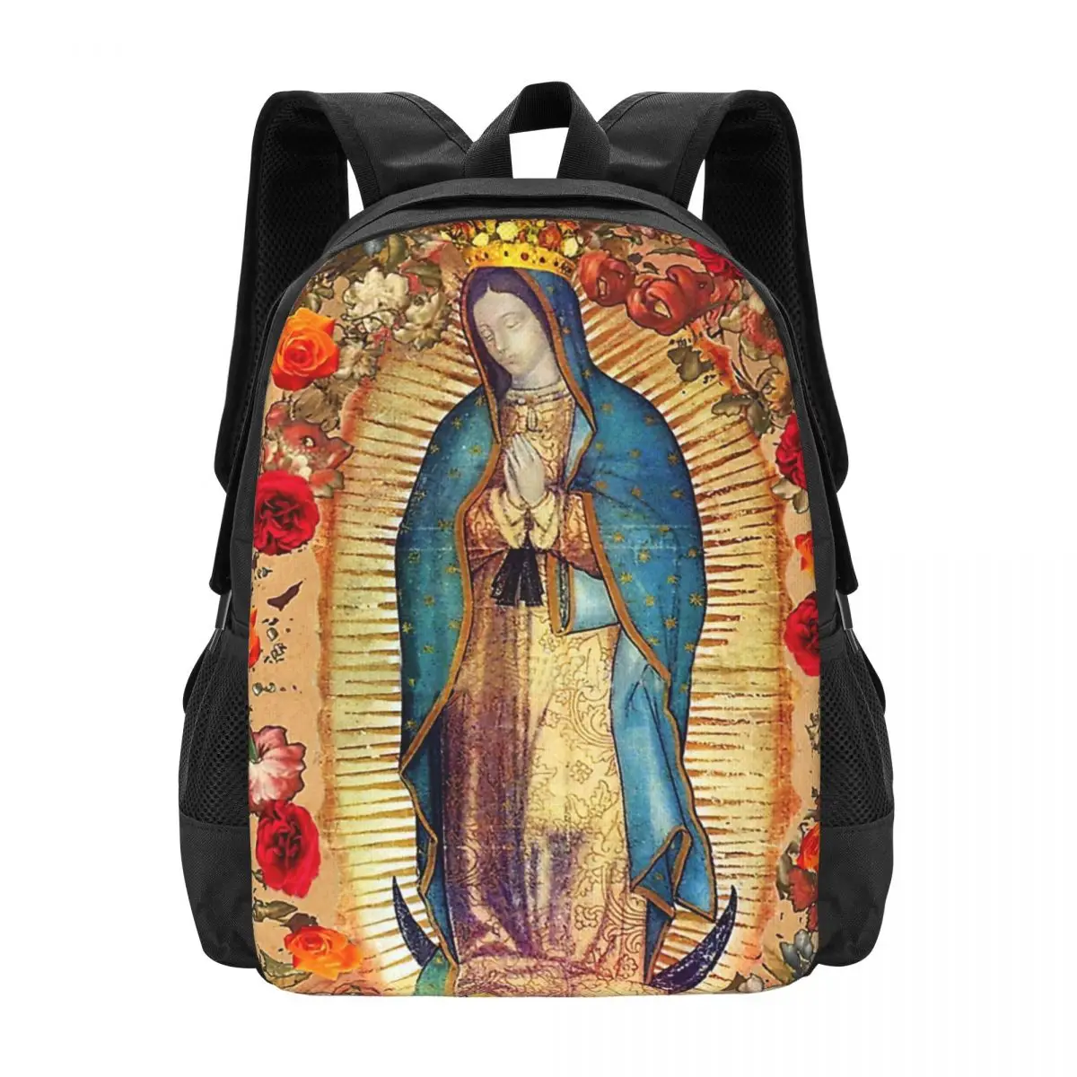Our Lady Of Guadalupe Virgin Mary Catholic Mexico Poster Backpack for Girls Boys Travel RucksackBackpacks for Teenage school bag