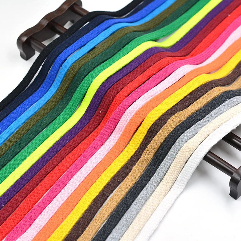 

10mm Color Hollow Flat Cotton Rope Woven Cotton Rope Clothing Hat Rope DIY Handmade Household Crafts Pants Shoes Bag Accessories