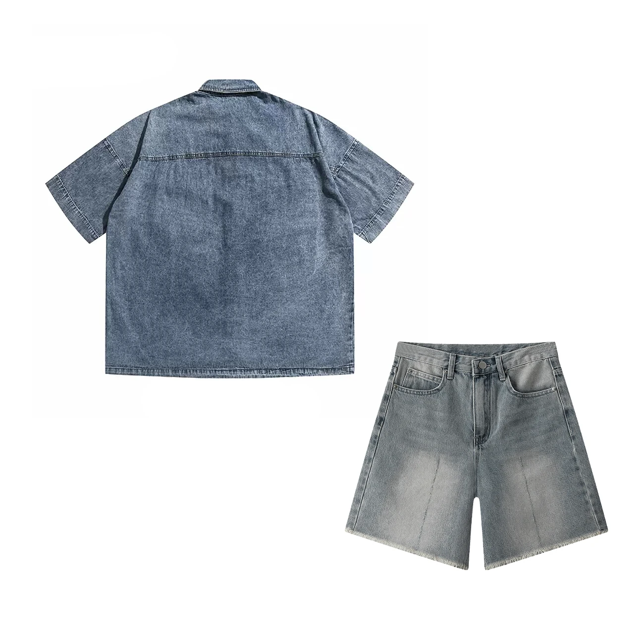 

NIGO Short Sleeved Denim Jacket Denim Shorts Set Suit #nigo94367
