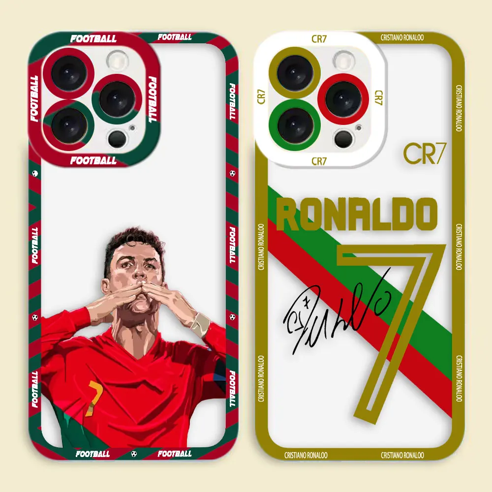 Фото Прозрачный чехол для телефона Xiaomi 15 15T 11 LITE 11T POCO X7 X6 X5 X4 X3 GT F3 F5 M7 M6 M4 M3 с изображением футболистов C-CR-7 N-Neymar 10 №1