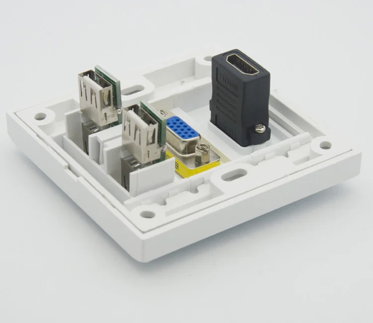 HDMI VGA 2 X USB настенная пластина с гнездовыми разъемами