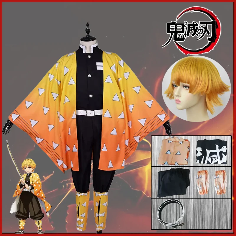 

Agatsuma Zenits Cosplay Demon Slayer Kimetsu no Yaiba Custume Anime Clothes Uniform Clock Wig Party Masquera For Adults Children