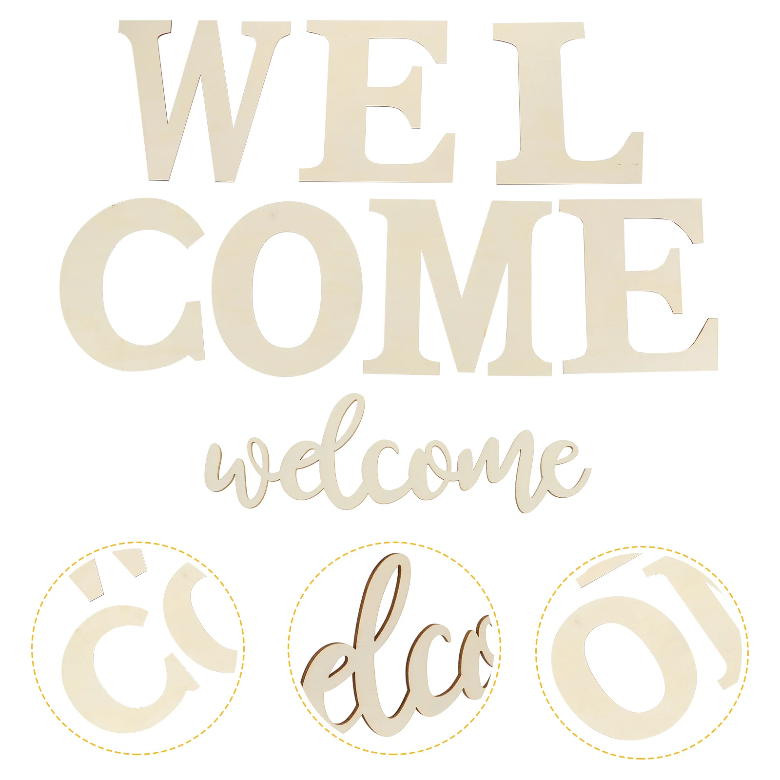 

Welcome Sign Wooden Wood Cutout Wall Decoration Hanging Signs Unfinished Words Rustic Letters Door Decorative Party Housewarming