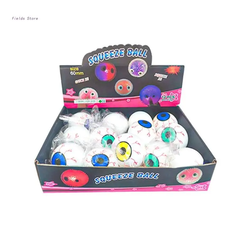 

12Pcs Halloween Stress Balls Anti Stress Toy Squeeze Toy Soft TPR Eyeballs