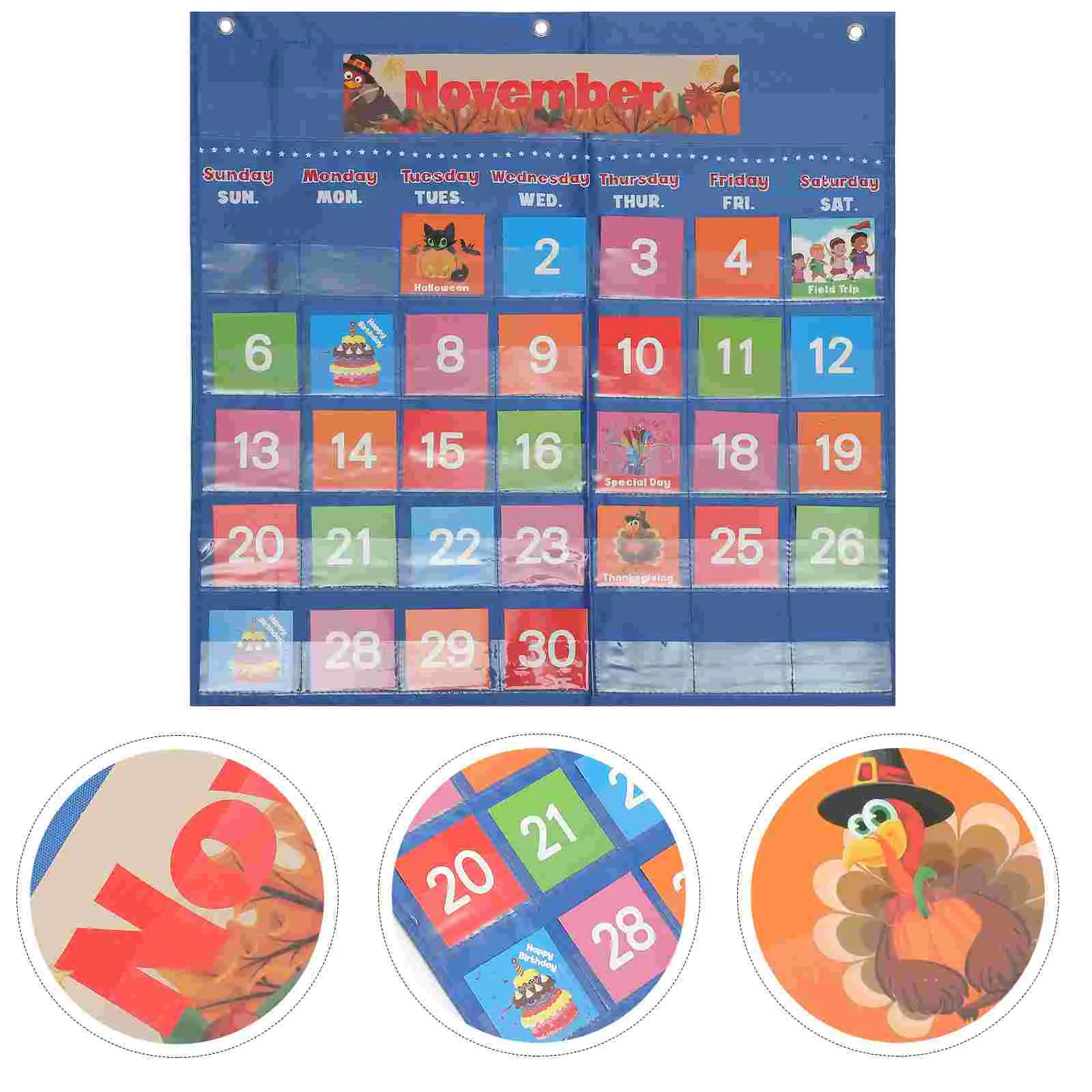 

Classroom Calendar School Wall Hanging Kid Toys Toddler Adorable Nylon English Edition Preschool Kids Playset