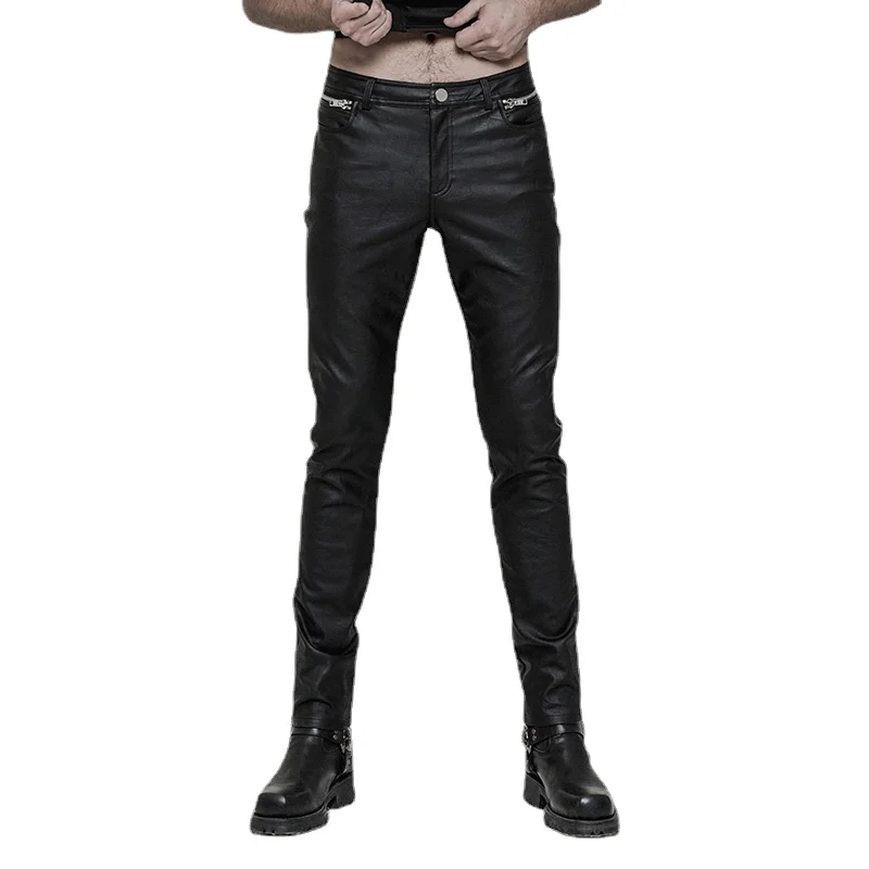 Punk Rock Leather Men's Trousers Gothic Pantalon Homme Casual Brand ...