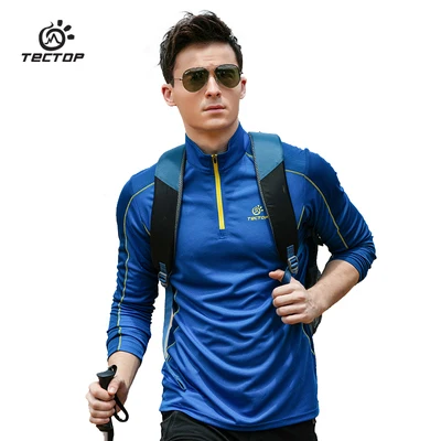 Unisex Outdoor elastic breathable quick dry UV-proof long sleeve hiking running tshirts lovers trekking cycling sports t-shirt