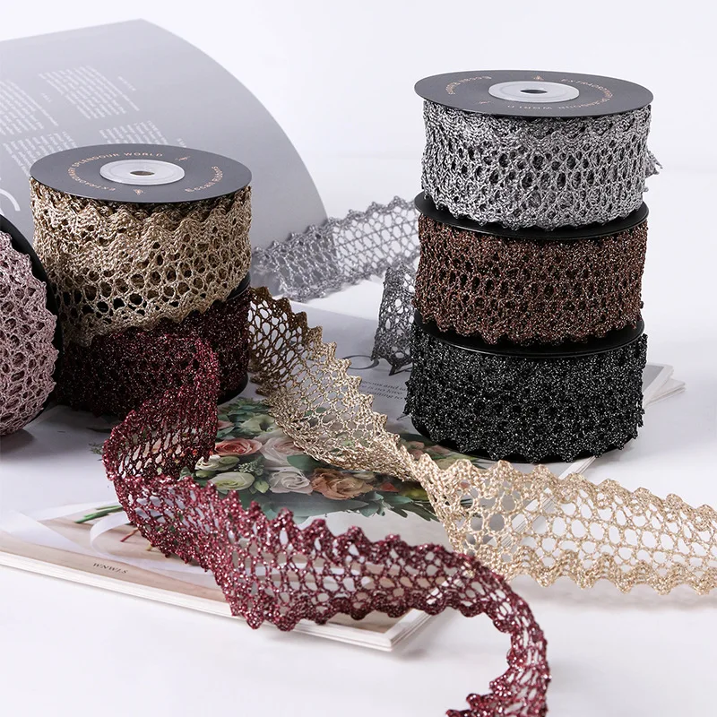 DIY Lace Trimmers Flower Gift Box Decorative Tape Lace Baked Ribbon Ribbon Ribbon Handmade bouquet silk ribbon Ribbon Ribbon