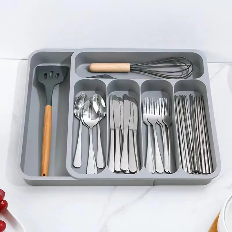 

6-slot Separation Expandable Block Storage Kitchen Tray Knife Cutlery Holder Fork Drawer Spoon Organizer Tableware Box