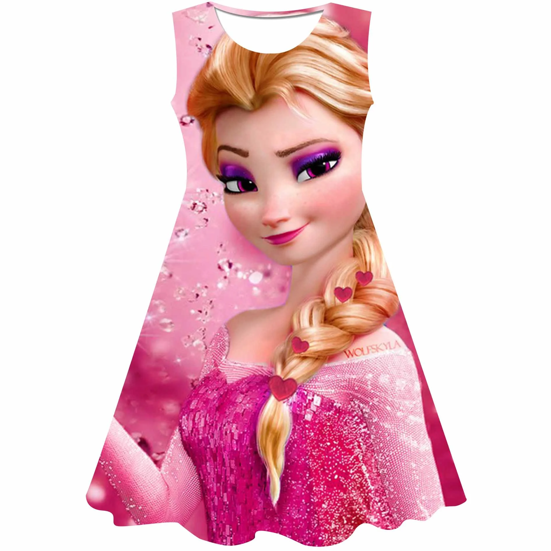 2022 New Frozen 2 Elsa Anna Dress Girls Party Cosplay Girl Clothing Snow Queen Printing Birthday Princess Dresses Kids Costumes