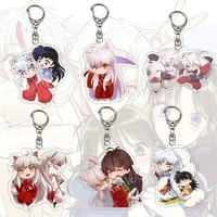 inuyasha keychain man sesshoumaru anime key chain women key holder couples keyring higurashi kagome pendant acrylic porte clef