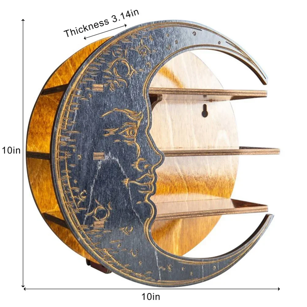 Хрустальный дисплей деревянная полка подвесной держатель в виде Луны и лица