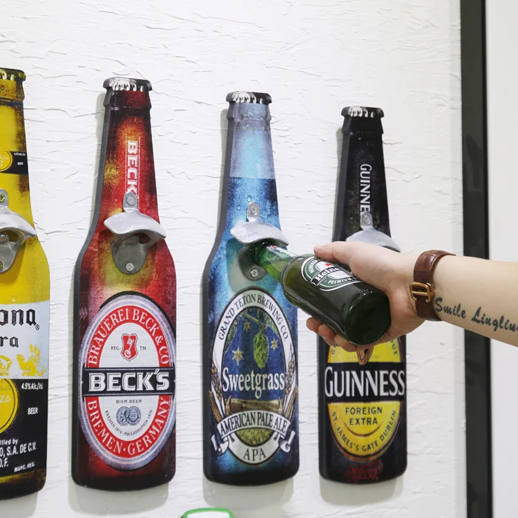

Wall Mounted Beer Bottle Opener Creative Vintage Glass Bottle Cap Opener Home Decoration Corkscrew Retro Kitchen Accessories