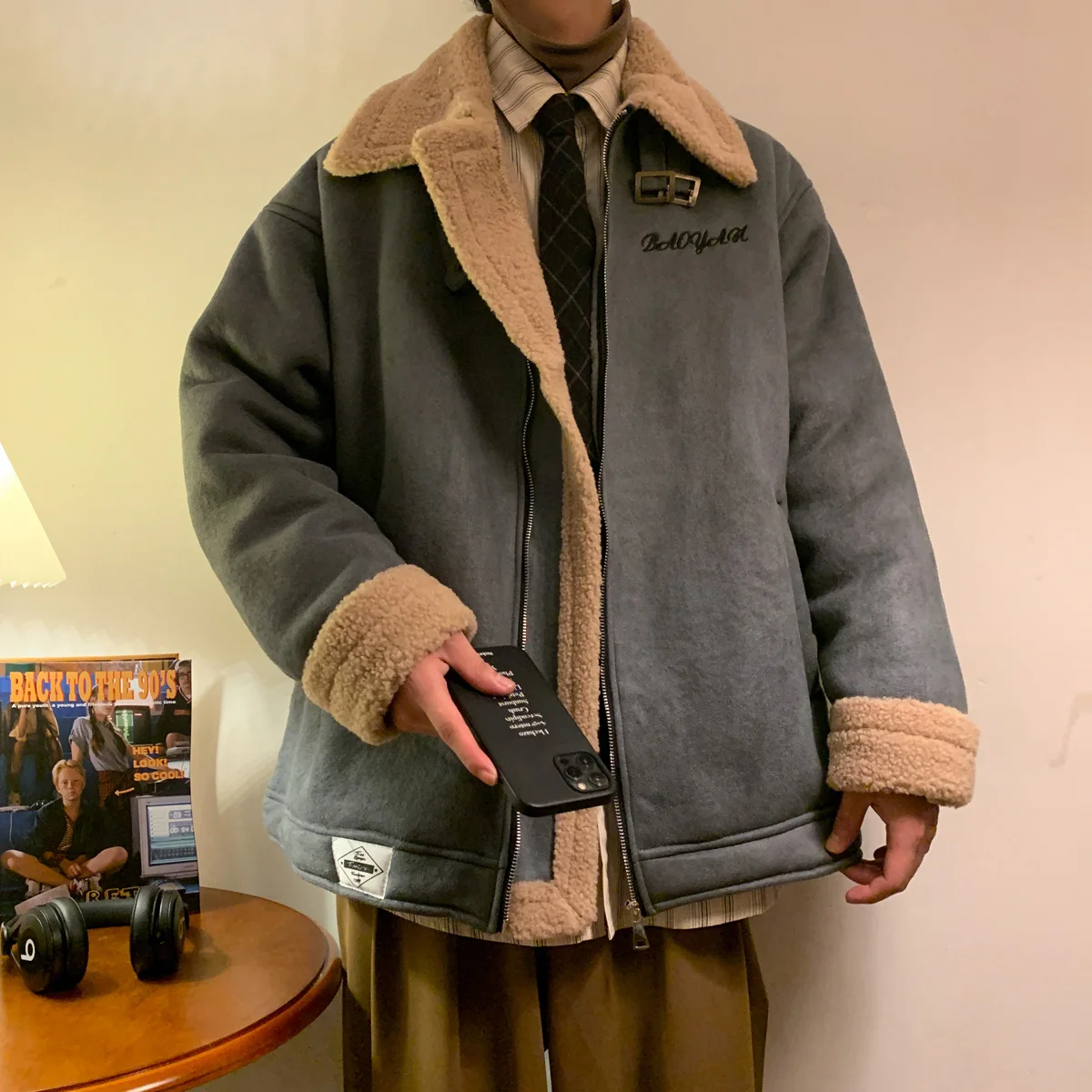 

Privathinker теплая куртка из овечьей шерсти и хлопка для мужчин, свободное утолщенное пальто оверсайз, ветрозащитное пальто с воротником, модные брендовые куртки унисекс, уличная одежда