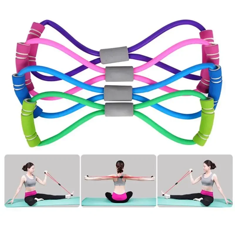 

Word Yoga Resistance 8 Sports Rubber Gym Equipment Developer Chest Bands Elastic Training Expander Rope Band Fitness Workout