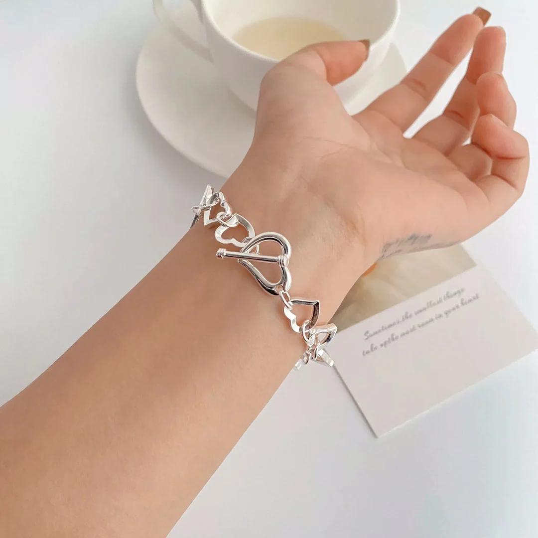 

Self-created simple hollow out cold wind bracelet hip-hop special-shaped heavy industry love bracelet