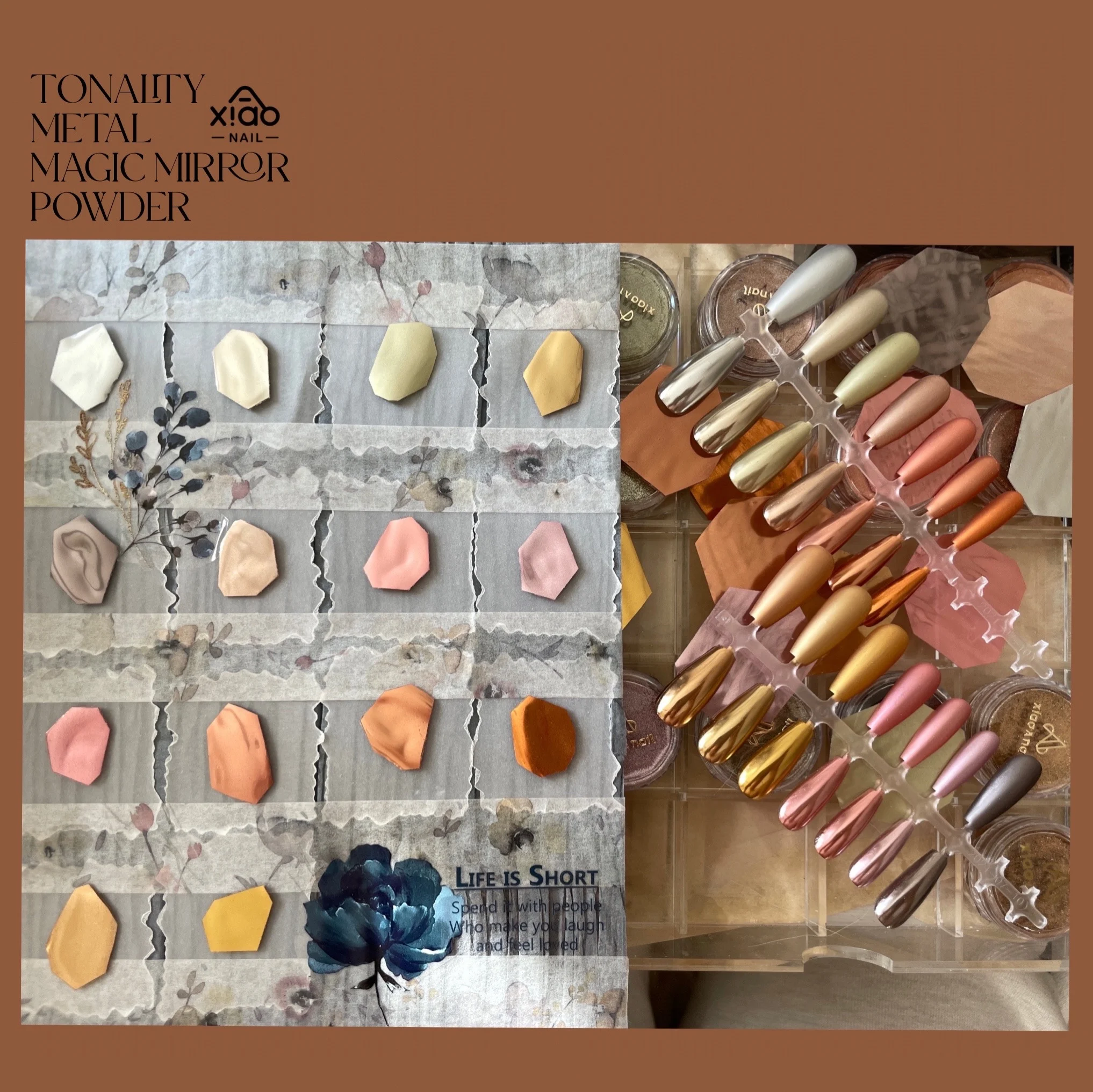 Зеркало для ногтей сверхтонкая Волшебная зеркальная пудра цвета шампанского