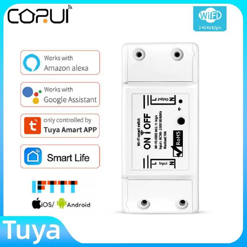 

CORUI Tuya DIY WiFi Smart Light Switch Wireless Remote Control Smart Home Breaker APP Remote Control Work With Alexa Google Home