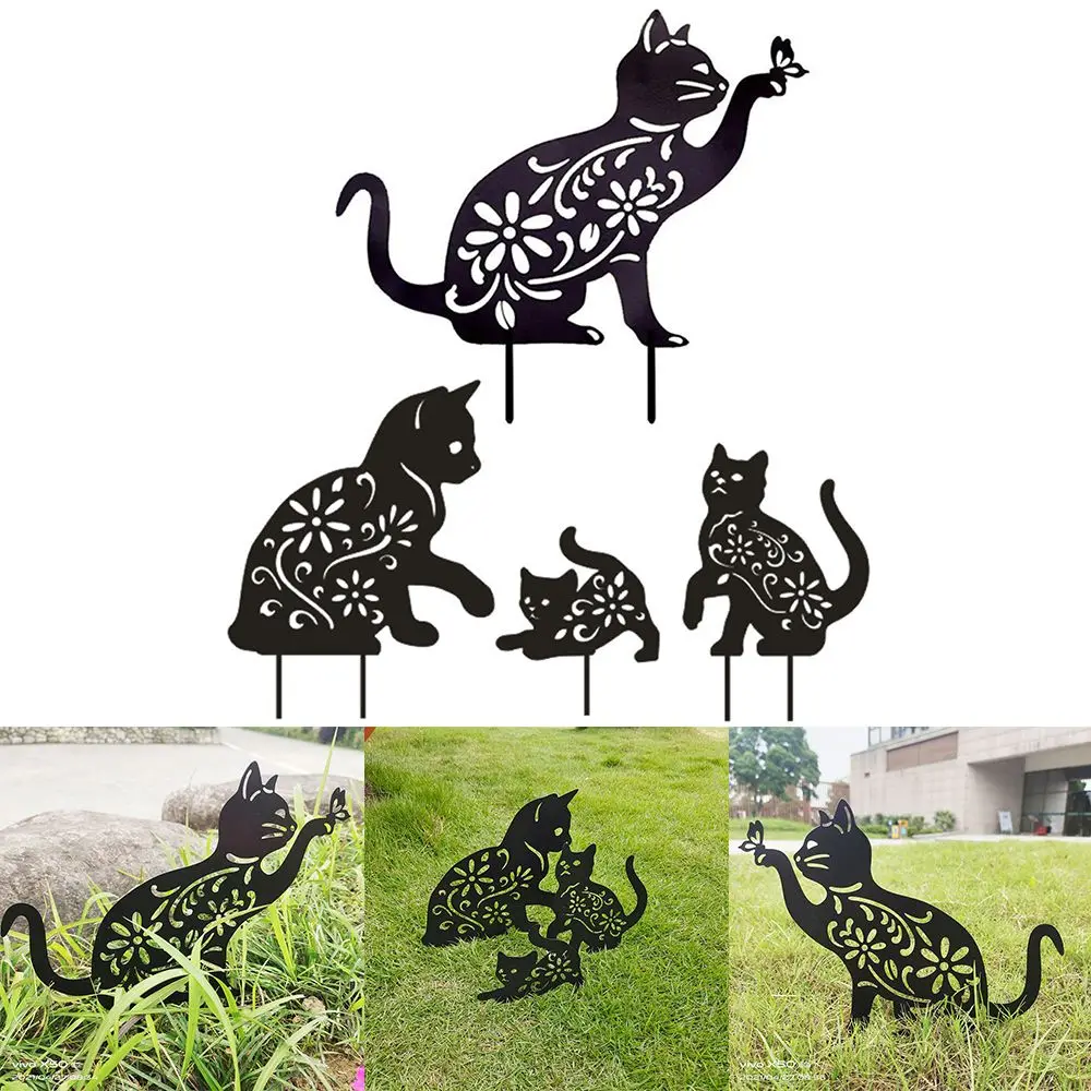 

Sculpture Hedgehog Ornaments Lovely Cat Silhouette Cat Decoration Silhouette Stakes Pile Plug-in Posts Standing