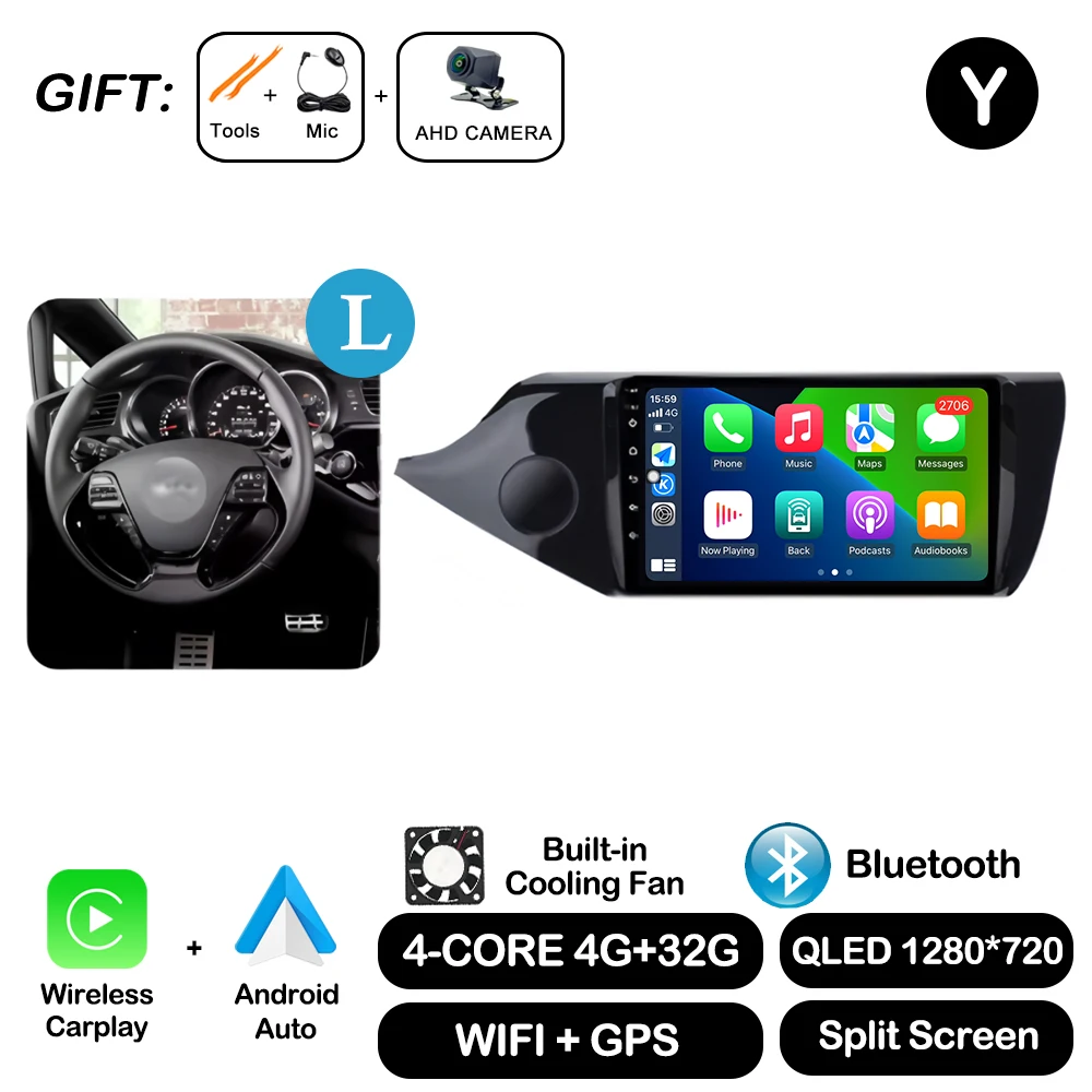 

Android Auto Carplay для Kia CEED 2 JD 2012-2018 Автомагнитола Стерео Мультимиidia Плеер GPS Navi Bluetooth DSP Стерео QLED Экран