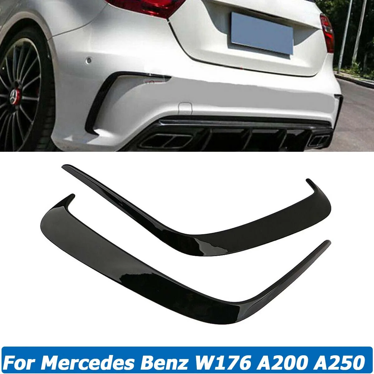 

W176 сплиттер для заднего бампера, канаты, спойлер на вентиляционное отверстие для Mercedes Benz A200, A250, A45, AMG, хэтчбек, спортивные автомобильные аксе...
