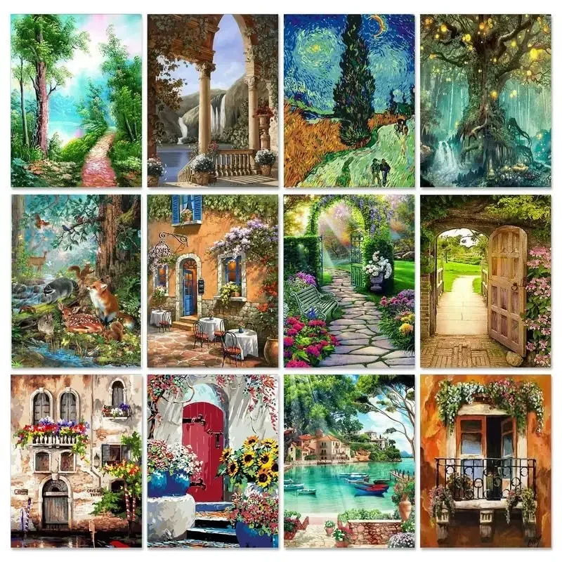 

Frame Painting By Numbers For Adults Diy Kits Garden Landscape Modern Wall Art Picture For Home Decoration Unique Gift