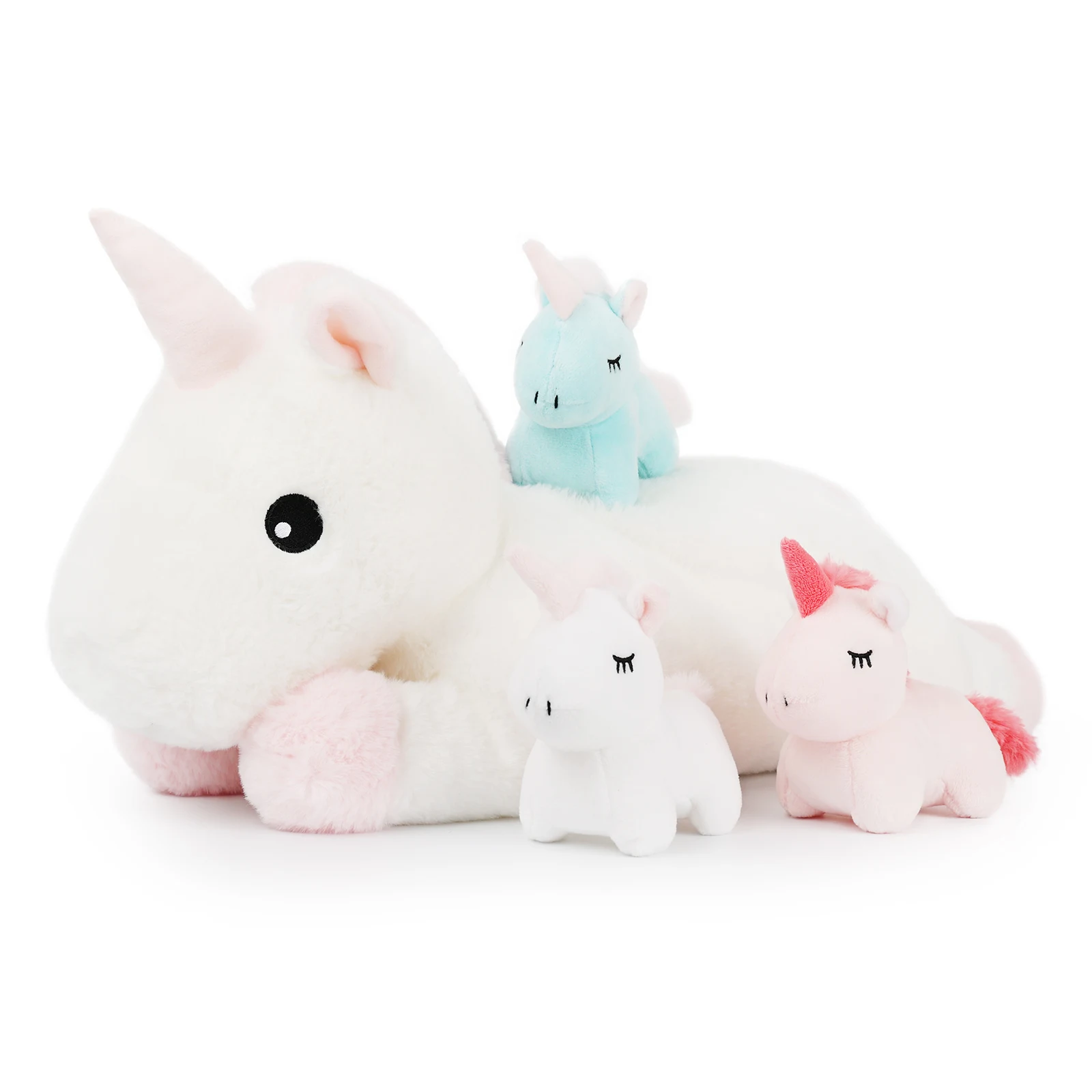 

Mother and Kids Plush Toys Unicorns Stuffed Animals, 4 in 1 Plush Mommy Unicorn Set with 3 Babies Unicorns, Set of 4, 18 inches