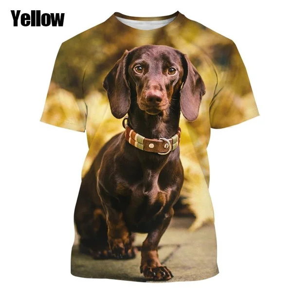 

2023 футболка такса с 3d рисунком, модная футболка с коротким рукавом, Забавный топ с круглым вырезом