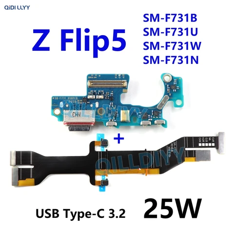 Для Samsung Galaxy Z Flip5 F731B F731U F731 Z Flip 5 USB зарядное устройство плата док-разъем порт для зарядки материнская плата основной гибкий кабель