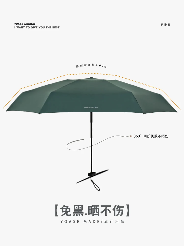 Зонт женский компактный складной плоский портативный солнцезащитный зонтик