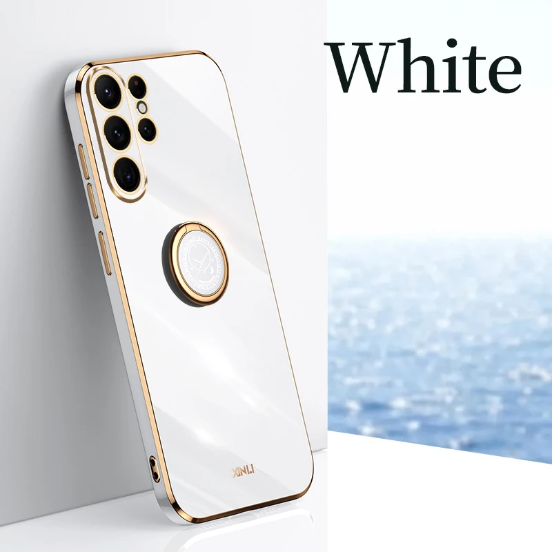 w jednolitym kolorze silikonowe etui na telefon do Samsung Galaxy S24 S23 S22 S21S20 Ultra Plus FE 5G z pierścieniem i miękką tylną obudową