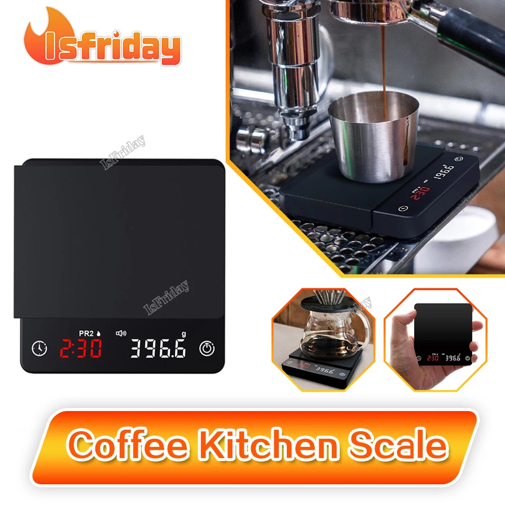 

Миниатюрные кухонные весы для эспрессо, кофе, высокоточные электронные цифровые весы с таймером, USB, 2 кг/0,1 г/унция/мл