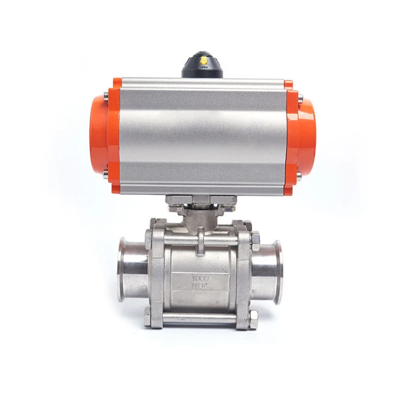 

DN50 304 Stainless Steel Ball Valve Three Piece Tri Clamp Ferrule Type Pneumatic Ball Valve With Double Acting Cylinder