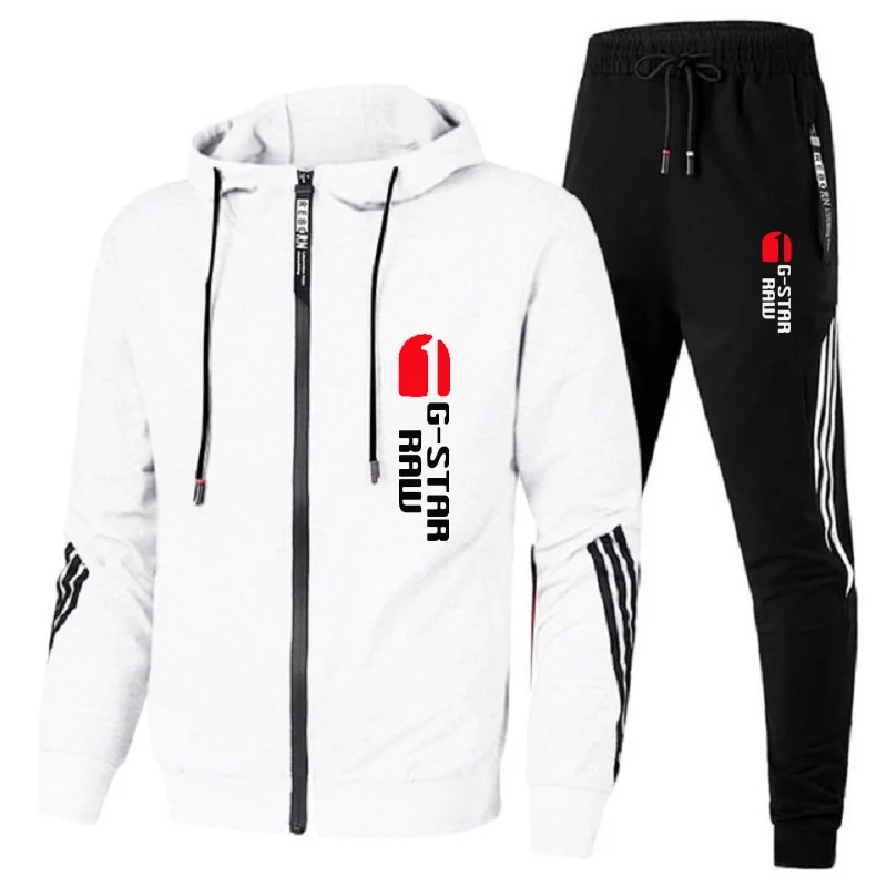 2023 Men's Spring and Autumn Hoodie Sportswear Set 2PK Sportswear Casual Zipper Jacket+Pants Running Sportswear Set