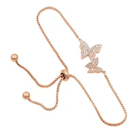 tiny butterfly bracelet trendy cubic zirconia crystal butterfly bracelet luxury adjustable bracelet for women jewellery