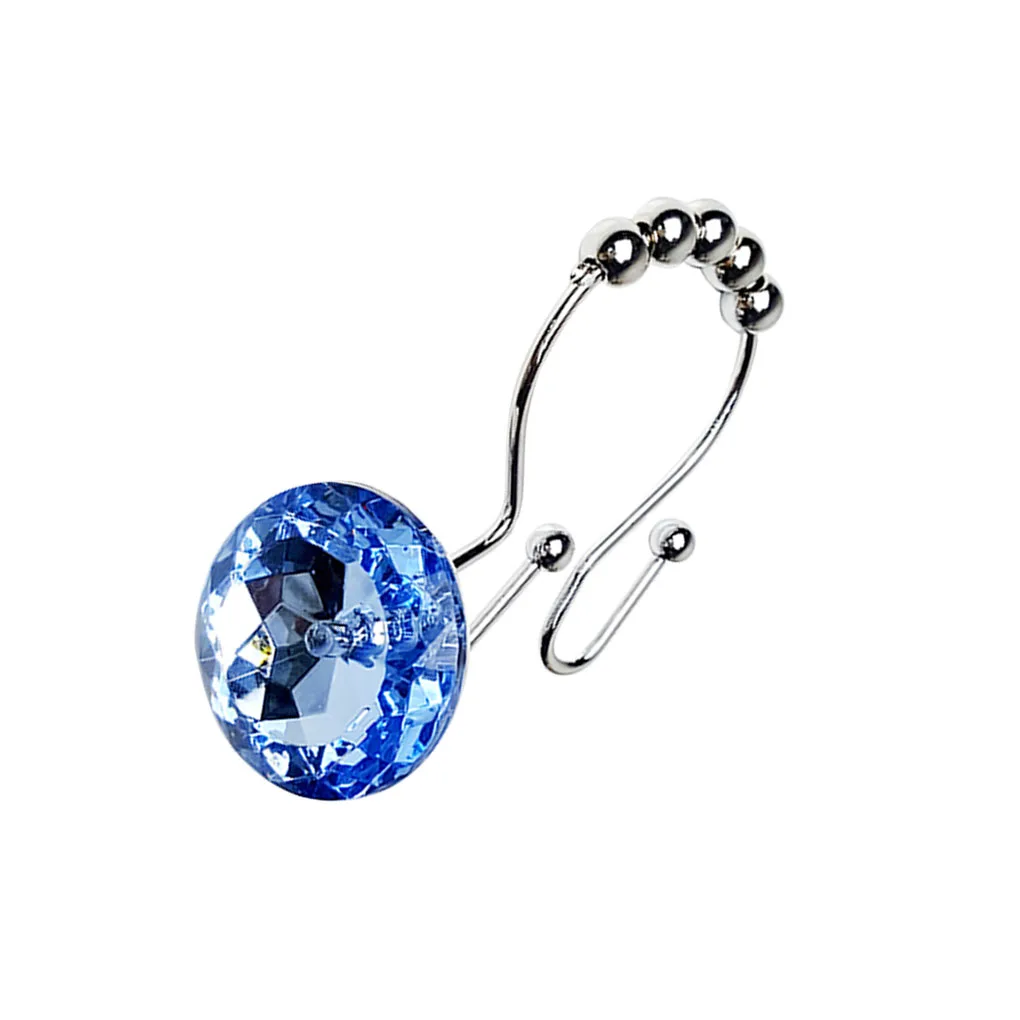 

12pcs Double Glide Shower Curtain Rings Acrylic Crystal Rhinestones Hang Curtain and Liner Hooks Home Decoration