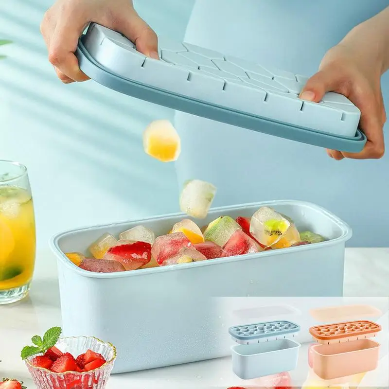 

Cavity Ice Cube Tray Creative Hive-Shape Ice Box Reusable Silicone Cooler Ice Mold With Lid Fruit Juice Freezer Box Summer