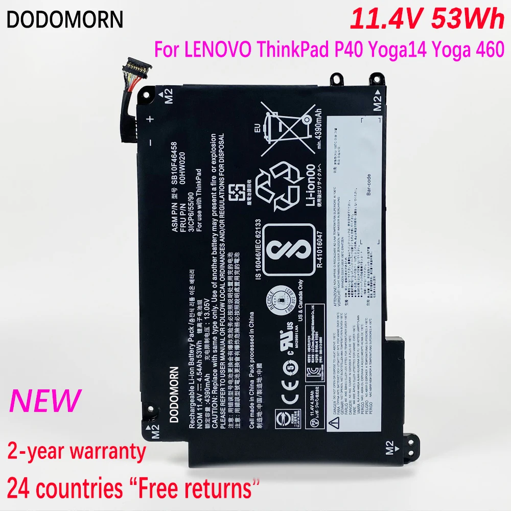 Высококачественный аккумулятор 00HW020 для ноутбука LENOVO ThinkPad P40 Yoga14 Yoga 460 SB10F46458 00HW021 с