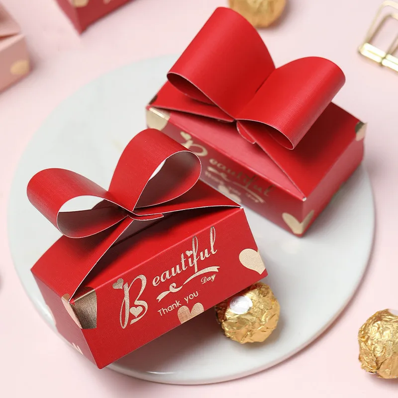 

20 шт Красная Европейская креативная конфетная коробка галстук-бабочка золотые свадебные подарочные упаковочные коробки спасибо за ручную ...