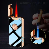 windproof induction gas torch lighter inflatable red flame jet double arc plasma lighter metal usb rechargeable men gadgets