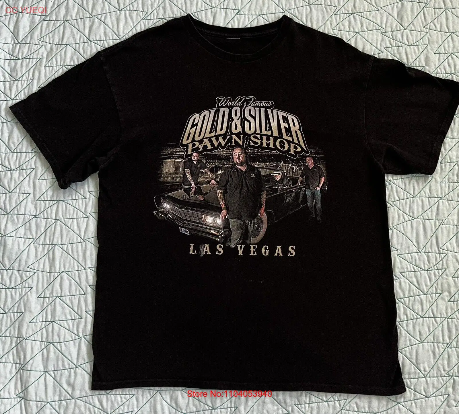 Всемирно известная Золотая и серебряная футболка Лас-Вегас LG 21X26 дюймов