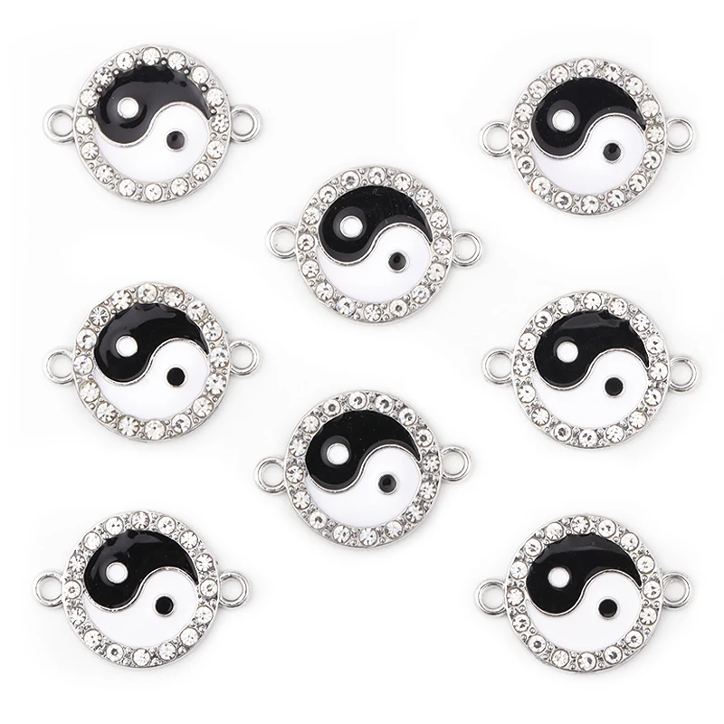 15Pcs 15*21MM Classic Enamel Tai Chi Bagua Charm Pendant Connector Women's Jewelry DIY Necklace Bracelet Earrings Accessories