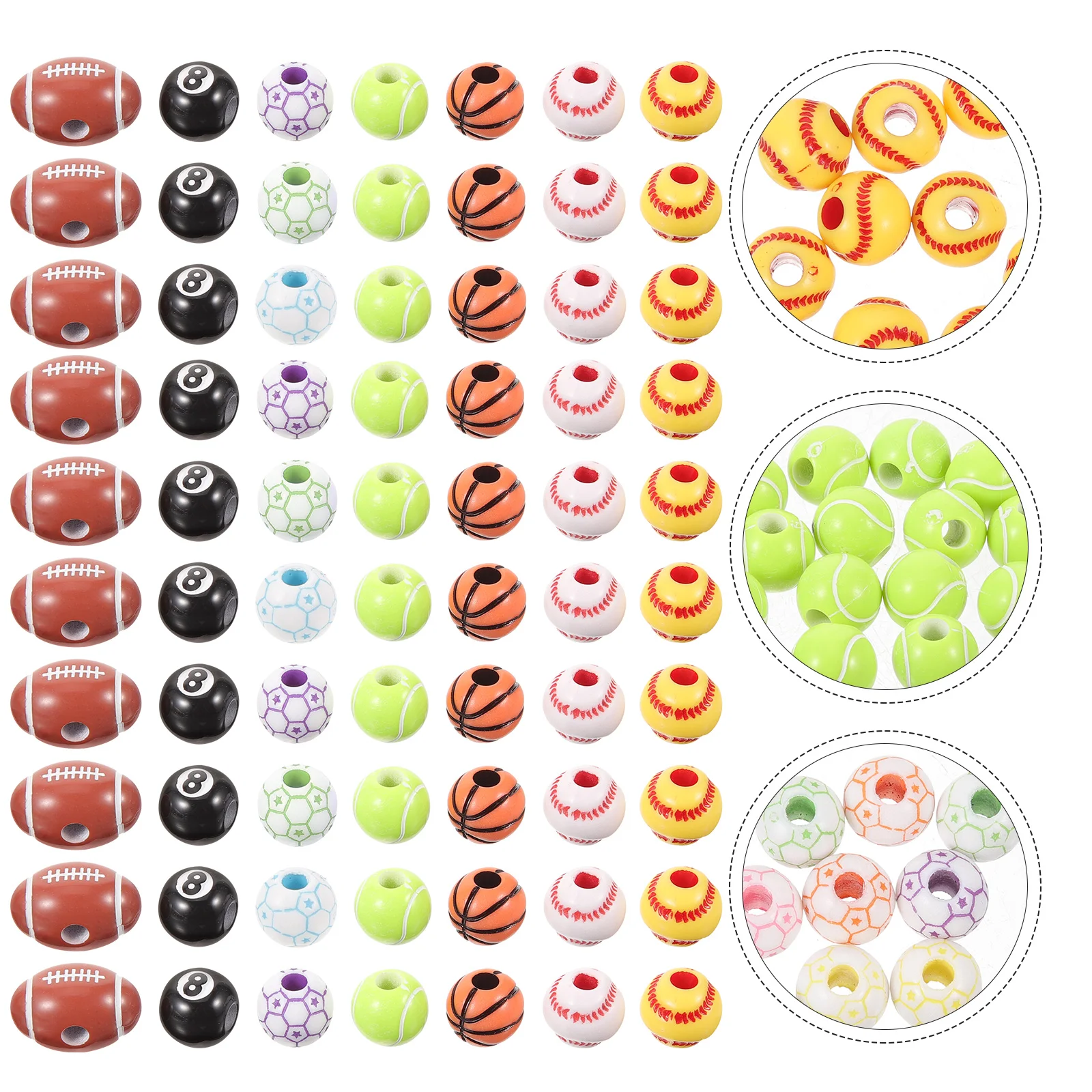 

350pcs Sports Ball Beads Loose Beads Spacer Beads for Diy Jewelry Making