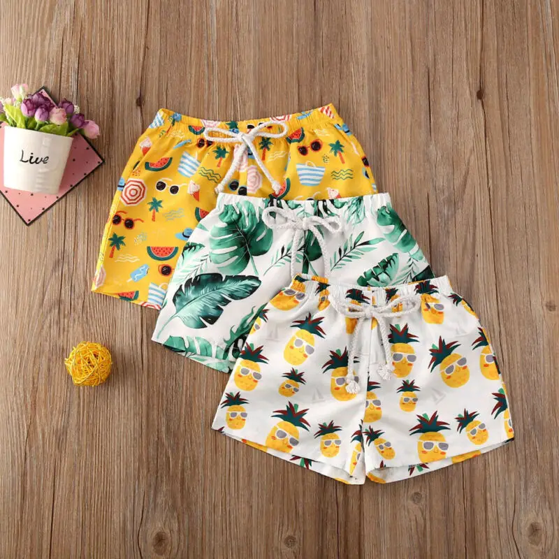 

Baby Boy Pineapple Leaf Print Shorts 6M-4T Infant Toddler Kids Summer Swimming Board Shorts Casual Elastic Waist Bottoms