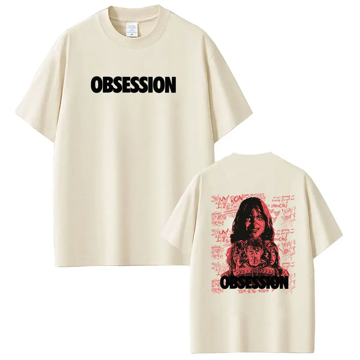 Фото Футболка унисекс 2026 Movie Obsession Horror Graphic, винтажная, высококачественная, модная, 100% хлопок, оверсайз, уличная одежда №5