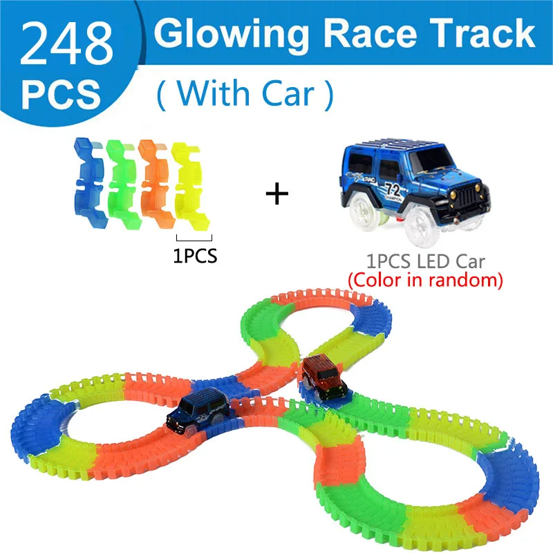 Railway Magical Glowing Flexible Track Car Toys Children Racing Bend Rail Led Electronic Flash Light DIY Toy Kids Gift | Игрушки и хобби