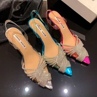 chinese niche designer brand bdc independently designs broken diamond fish mouth shoes sheepskin high heeled sandals